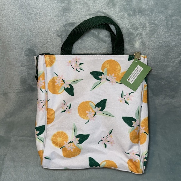 kate spade White and Green Lunch Tote Bag with Citrus Print - Picture 2 of 12